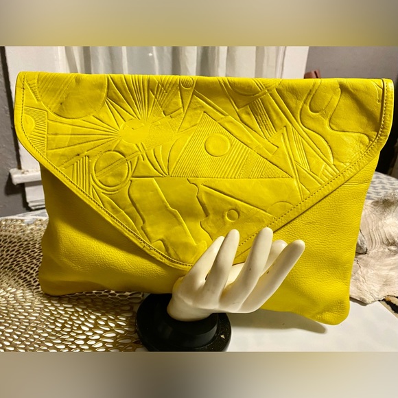 Barganza Bags Vintage Large Yellow Envelope Bag By Barganza Real